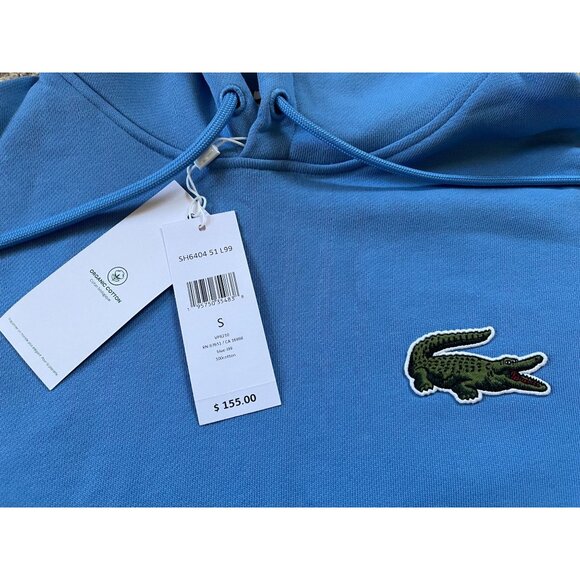 Lacoste Sweatshirt Hoodie Loose Fit Blue Mens Small - Picture 2 of 5
